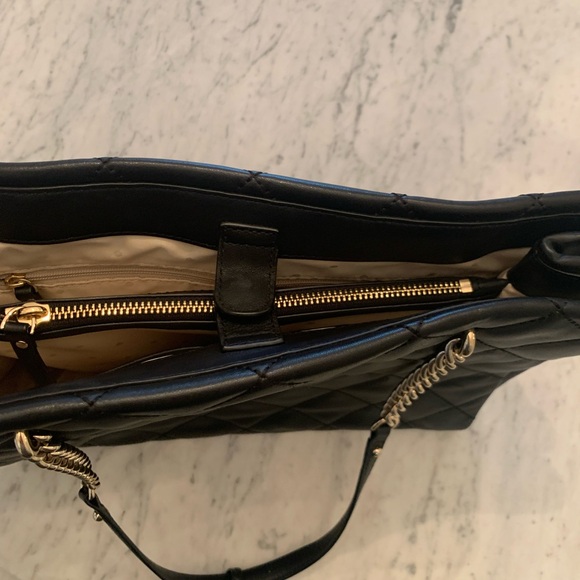 Kate Spade Black Quilted Tote with Elegant Chain Handles - Picture 3 of 15